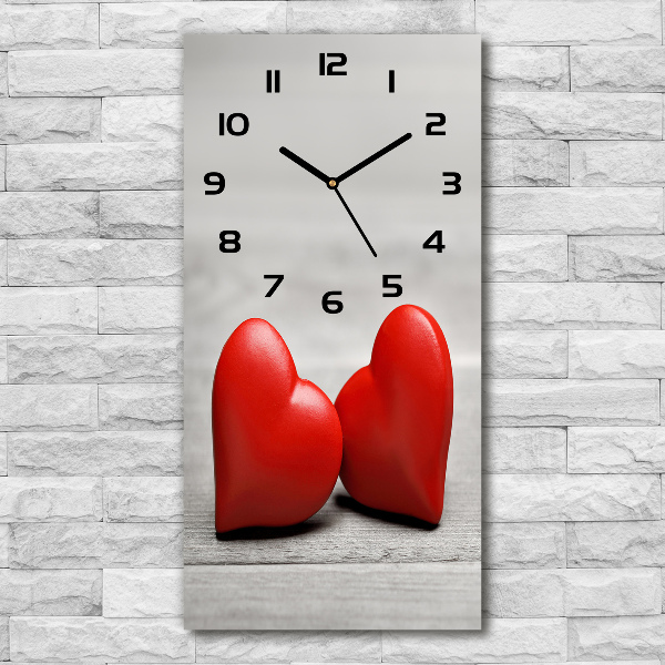 Reloj de vidrio vertical Corazones en madera