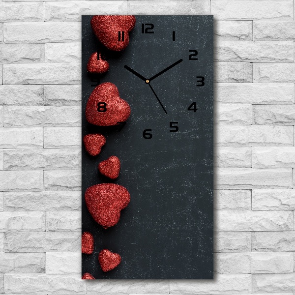 Reloj rectangular Corazones en el tablero