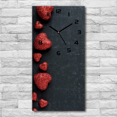 Reloj rectangular Corazones en el tablero