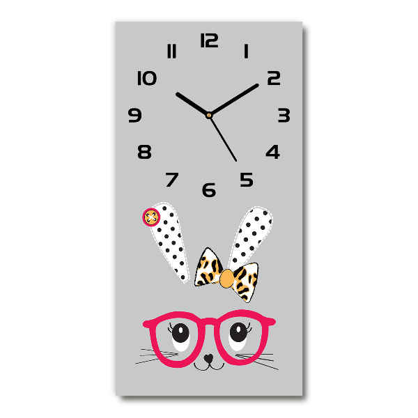 Reloj de vidrio vertical Conejo con gafas