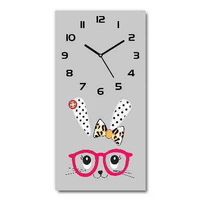 Reloj de vidrio vertical Conejo con gafas