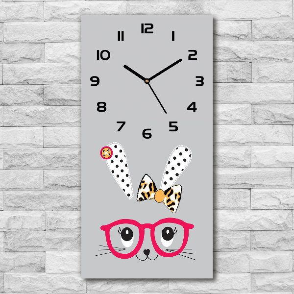 Reloj de vidrio vertical Conejo con gafas