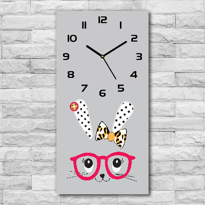 Reloj de vidrio vertical Conejo con gafas