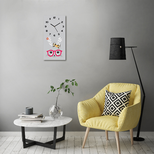 Reloj de vidrio vertical Conejo con gafas