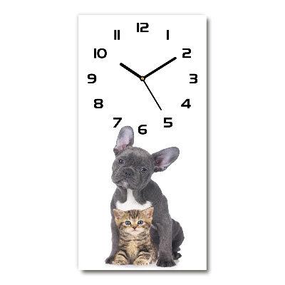 Reloj de vidrio vertical Perro y gato