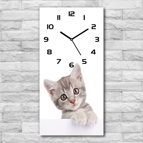 Reloj vertical Gato gris