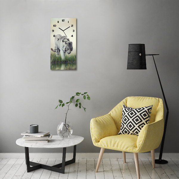 Reloj de vidrio vertical Tigre blanco