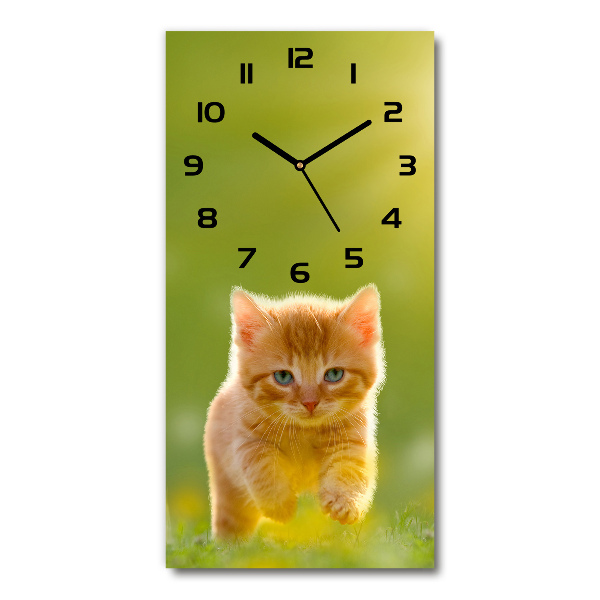 Reloj de vidrio vertical Gato pelirrojo