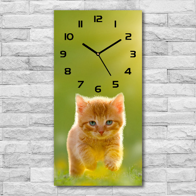 Reloj de vidrio vertical Gato pelirrojo