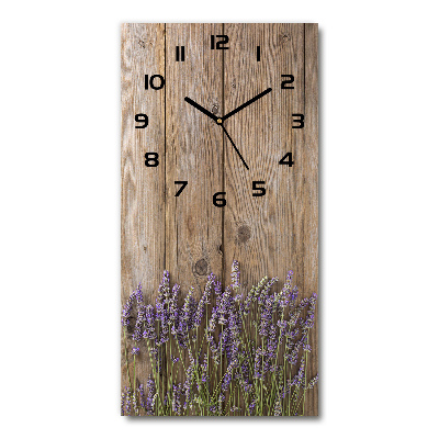 Reloj rectangular Lavanda sobre madera