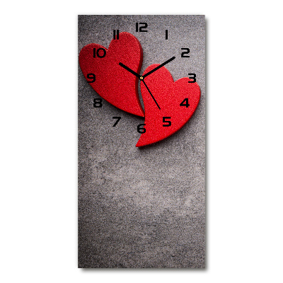 Reloj rectangular Corazones rojos