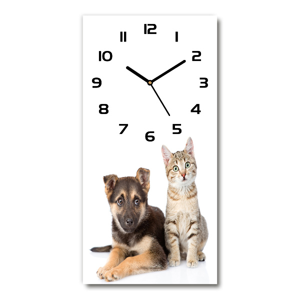 Reloj vertical Perro y gato