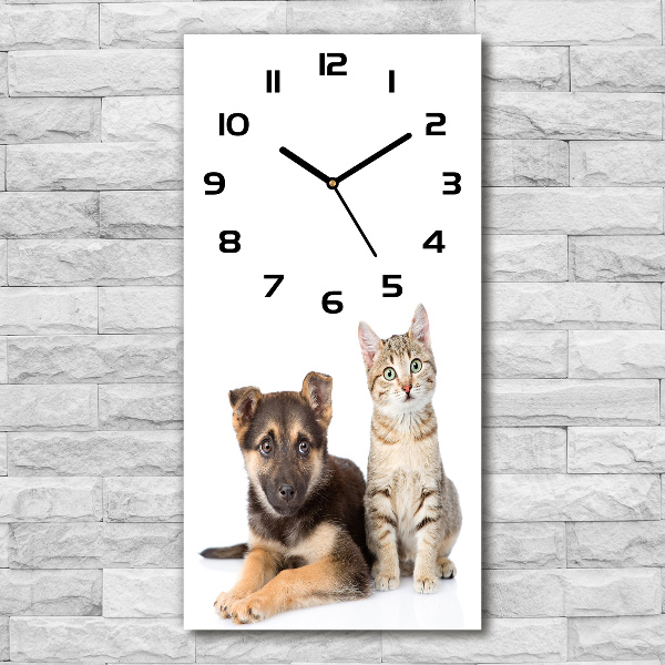 Reloj vertical Perro y gato