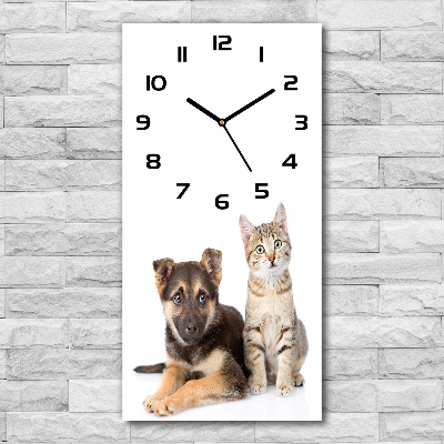 Reloj vertical Perro y gato