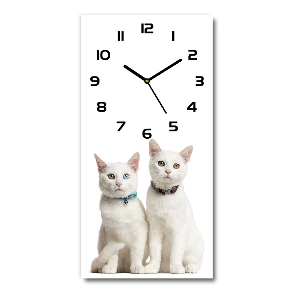Reloj de vidrio vertical Dos gatos blancos