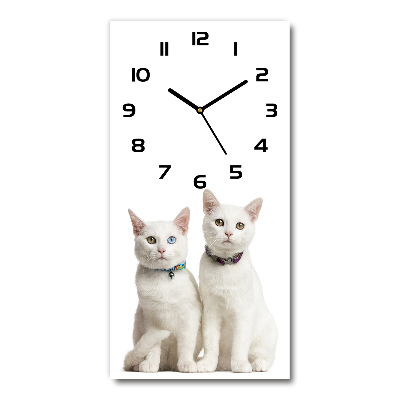 Reloj de vidrio vertical Dos gatos blancos