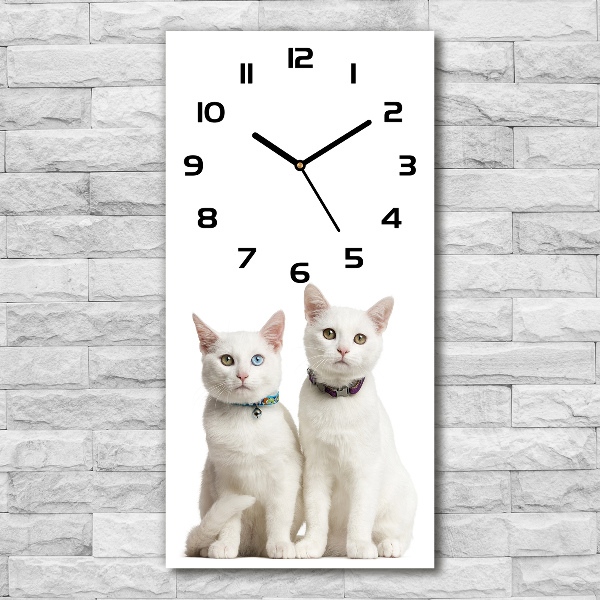 Reloj de vidrio vertical Dos gatos blancos