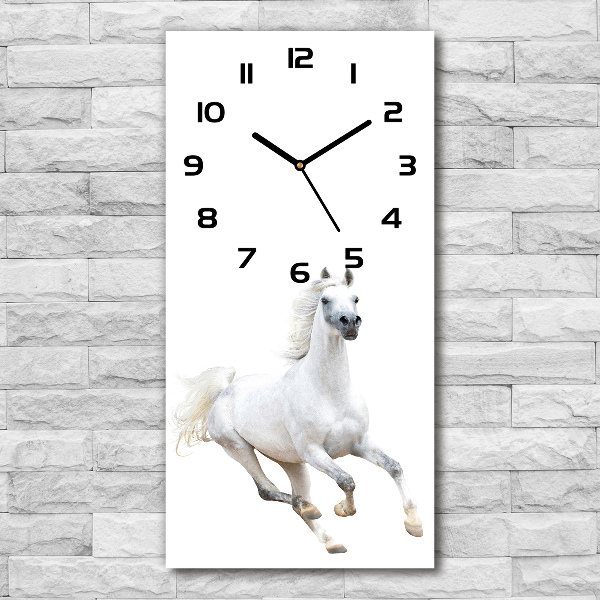 Reloj de cristal vertical Un caballo blanco galopando