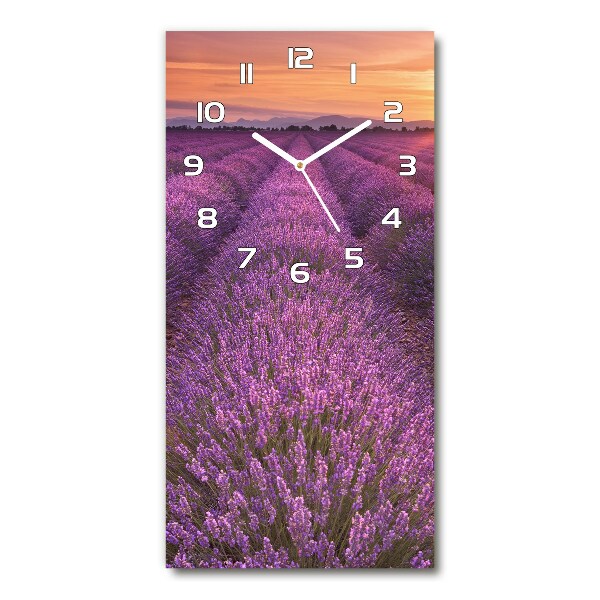 Reloj de vidrio vertical Campo de lavanda