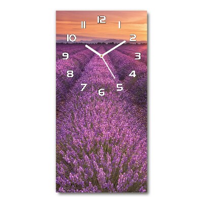 Reloj de vidrio vertical Campo de lavanda