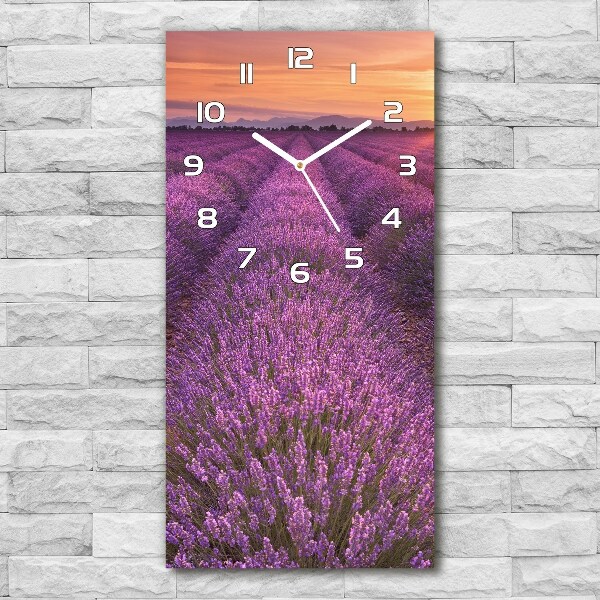 Reloj de vidrio vertical Campo de lavanda