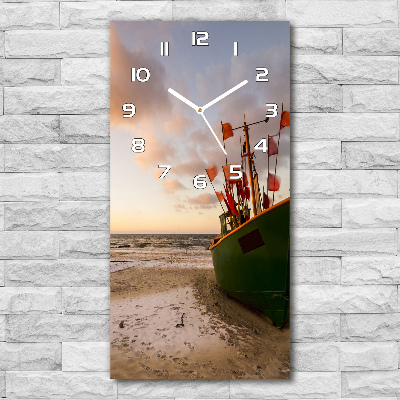 Reloj de cristal vertical Barco de pesca