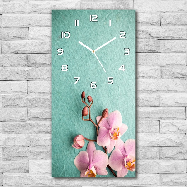 Reloj de cristal vertical Orquídea rosa