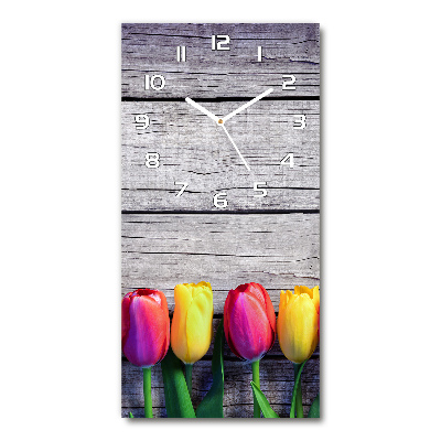Reloj de vidrio vertical Tulipanes coloridos