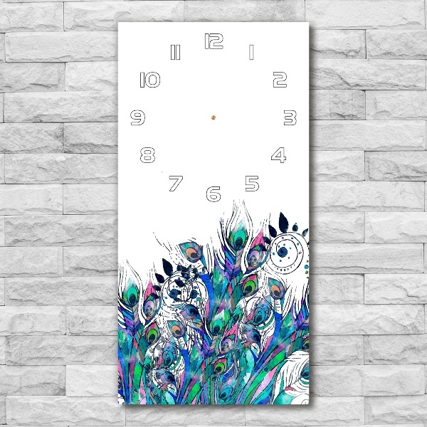 Nowoczesny zegar ścienny Pawie pióra