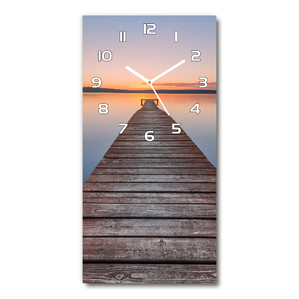 Reloj de cristal vertical Muelle de madera