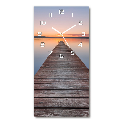 Reloj de cristal vertical Muelle de madera