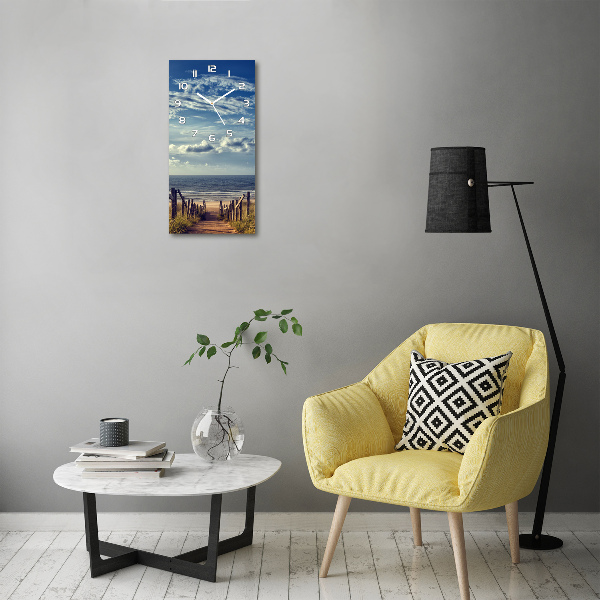 Reloj de cristal vertical Camino a la playa