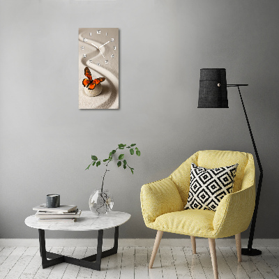 Reloj rectangular Piedra zen y mariposa