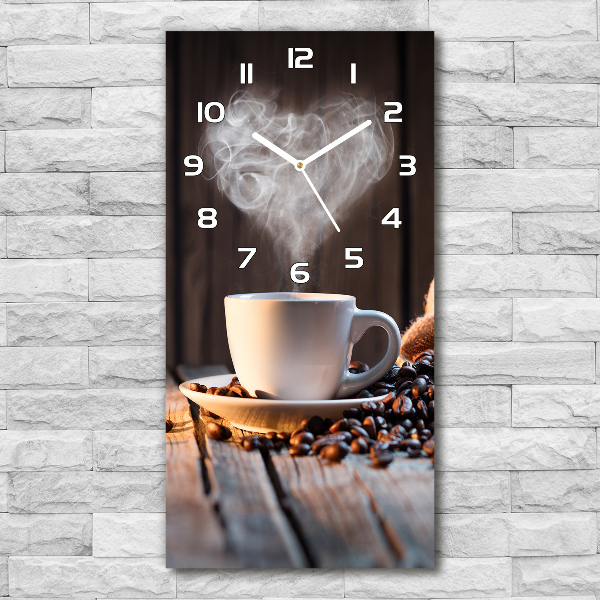 Reloj de vidrio vertical Una taza de café