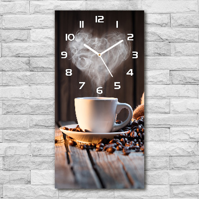Reloj de vidrio vertical Una taza de café