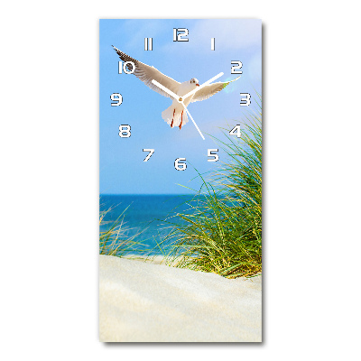 Reloj de vidrio vertical Gaviota sobre las dunas