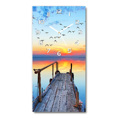 Zegar szklany ścienny Drewniane molo
