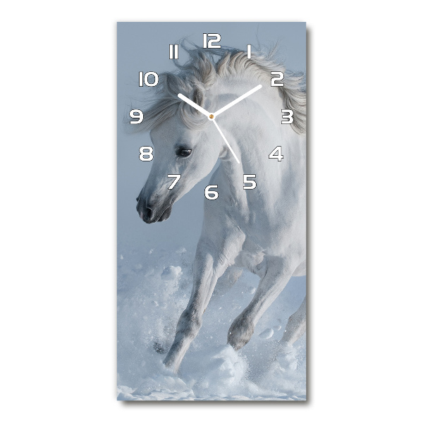 Reloj de vidrio vertical Un caballo blanco galopando