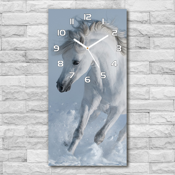 Reloj de vidrio vertical Un caballo blanco galopando