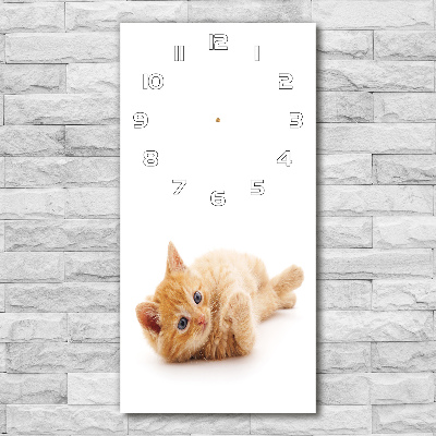 Reloj de vidrio vertical Pequeño gato pelirrojo
