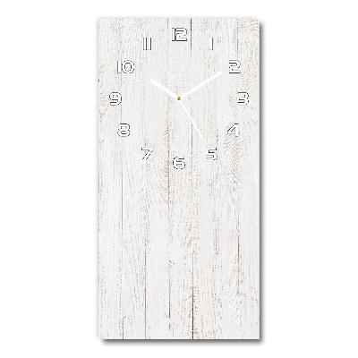 Reloj de vidrio vertical Fondo de madera