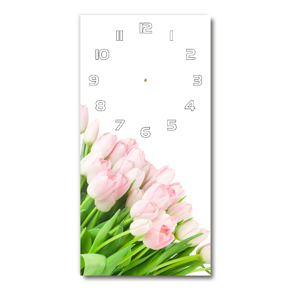 Reloj de vidrio vertical Tulipanes rosados