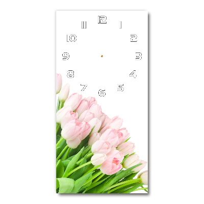 Reloj de vidrio vertical Tulipanes rosados