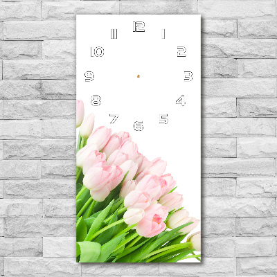 Reloj de vidrio vertical Tulipanes rosados