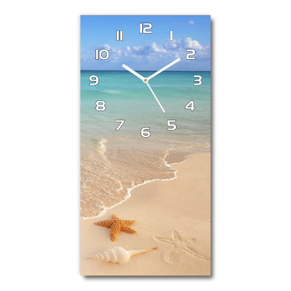 Reloj de cristal vertical Estrellas de mar en la playa