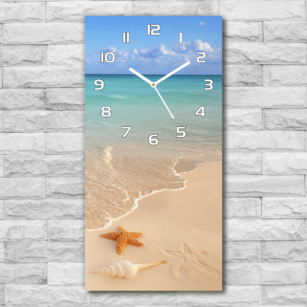 Reloj de cristal vertical Estrellas de mar en la playa