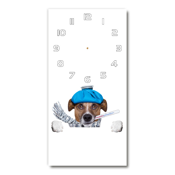 Reloj de vidrio vertical Perro enfermo