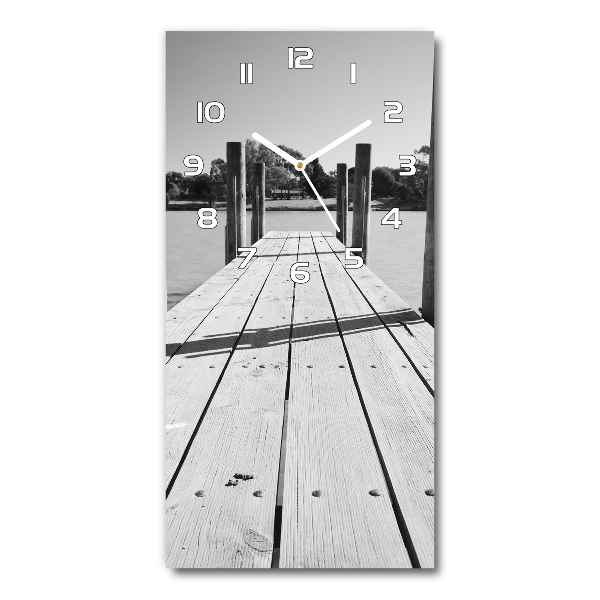 Reloj de cristal vertical Muelle de madera