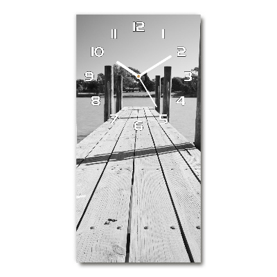 Reloj de cristal vertical Muelle de madera