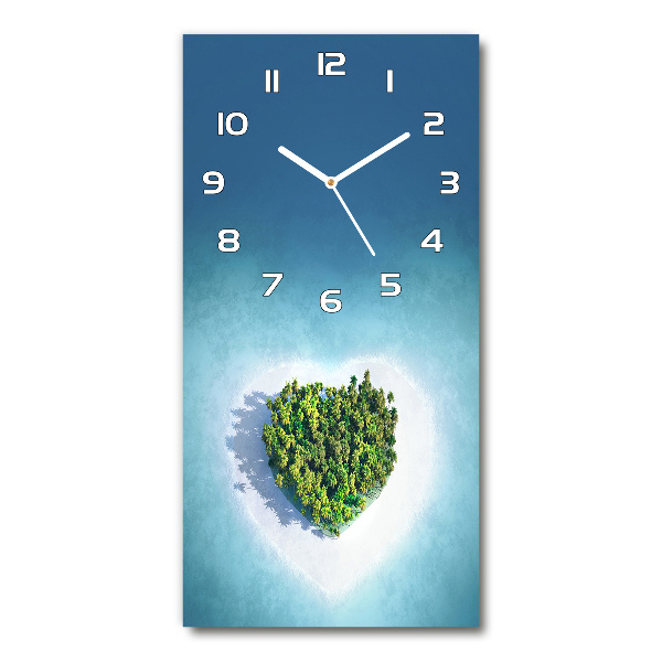 Reloj de cristal vertical Playa en forma de corazón